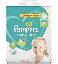 Pampers Baby Dry Size 8 Jumbo Plus Pack Belt 17+ kg